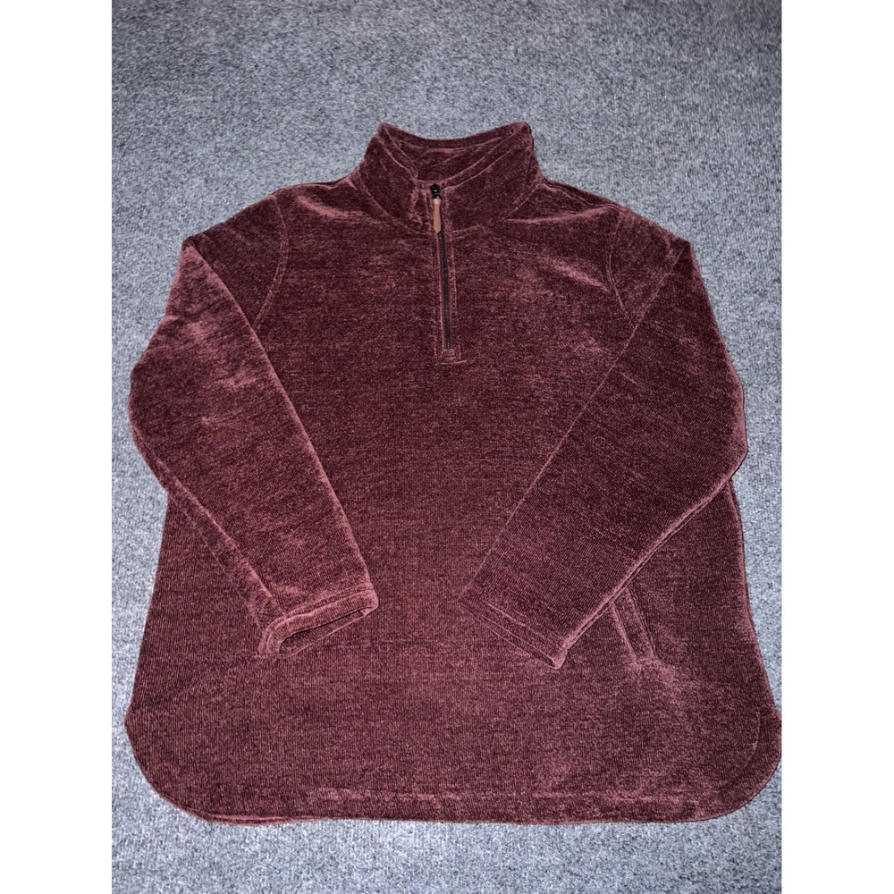 32 Degrees Heat Womens XL Maroon Burgundy Chenille Fleece Quarter Zip Pullover